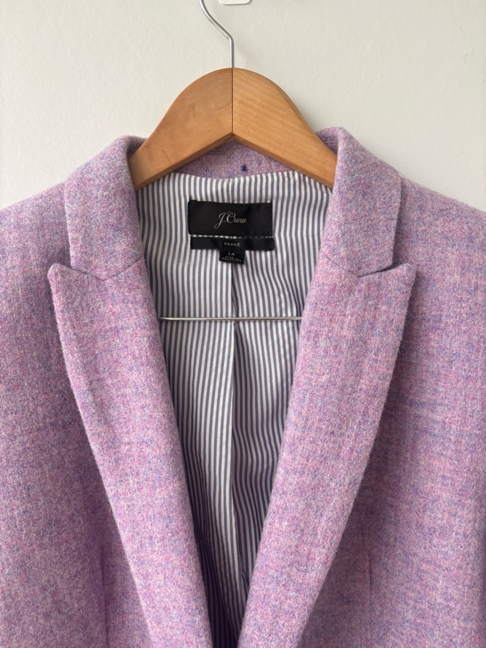 J.Crew Parke Blazer Wool Lavender Purple Tailored Jacket Women’s Size 14 - Picture 5 of 9